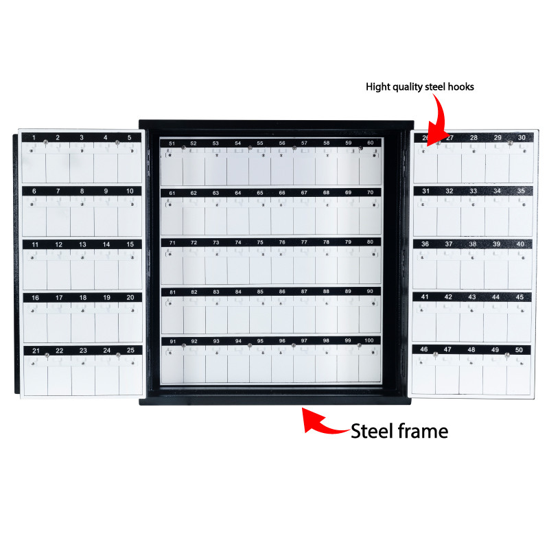 100 hook black key box with steel hooks