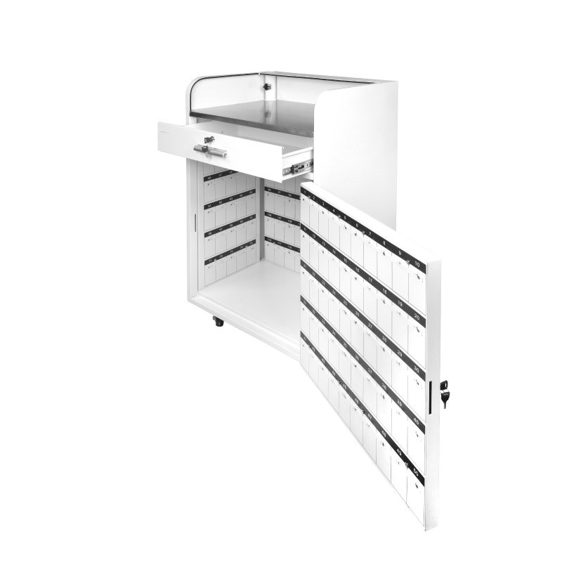 150 Hook White Valet Podium Corner Door Open
