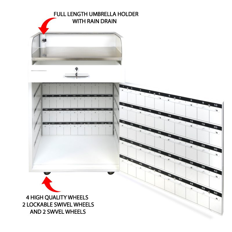 150 Hook White Valet Podium Door Open Details 