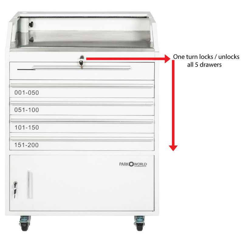 White Valet Podium 200 Key Slot lock