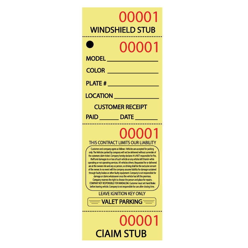 Valet Ticket - Yellow