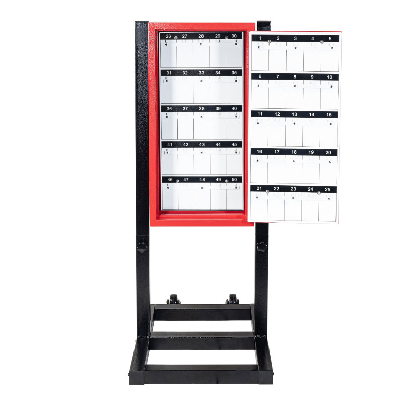 50 hook red key box with stand with steel hooks