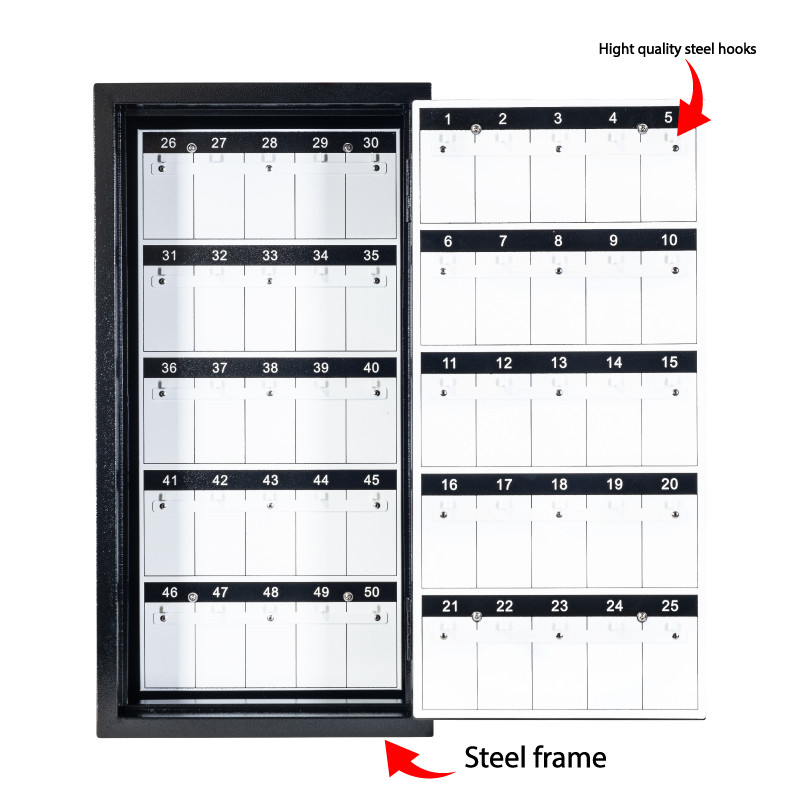 50 hook key box black with steel hooks