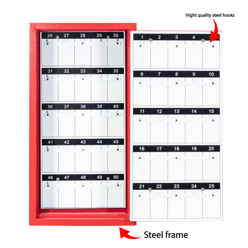 50 hook key box red with steel hooks