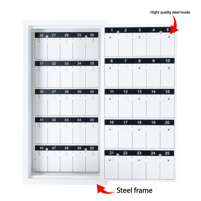 50 hook key box white with steel hooks