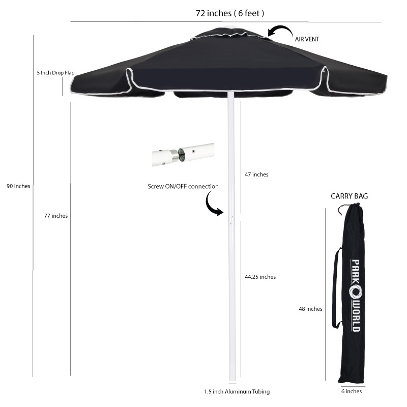 Black Valet Parking Umbrella sizes