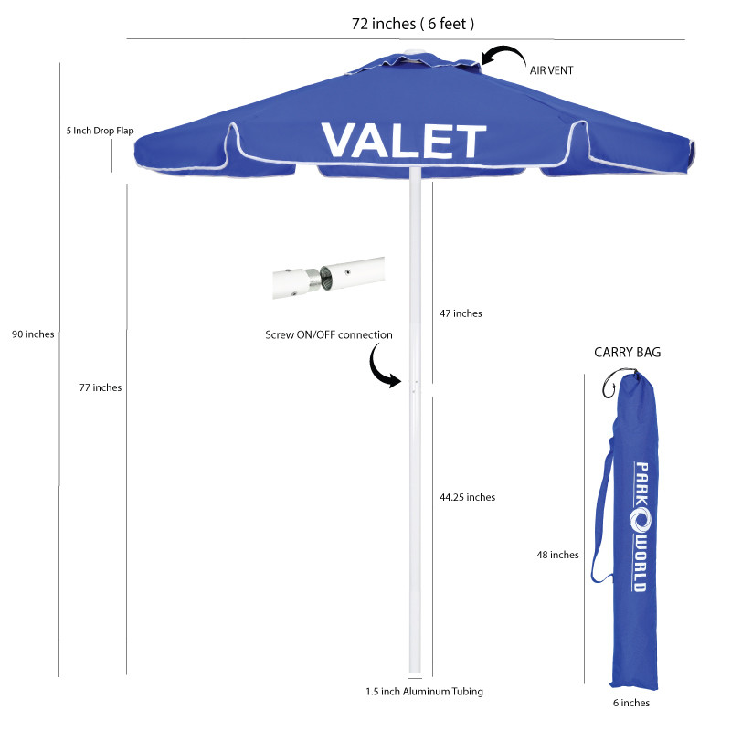 Valet Parking Umbrella with Printing sizes  - Blue 