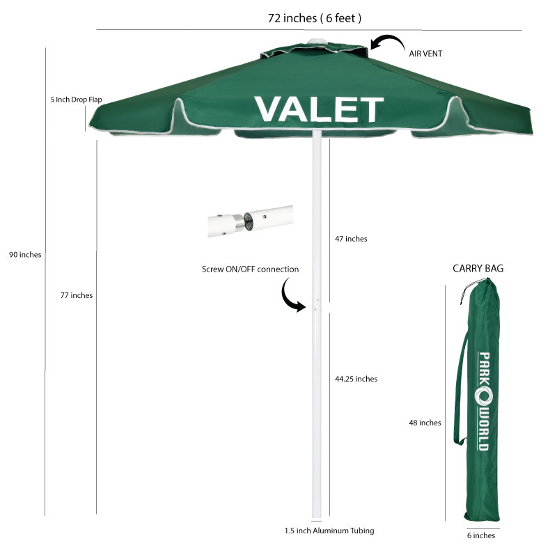Valet Parking Umbrella with Printing sizes  - Green 