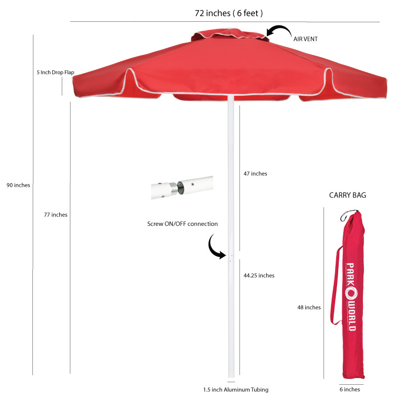 Red Valet Umbrella Sizes