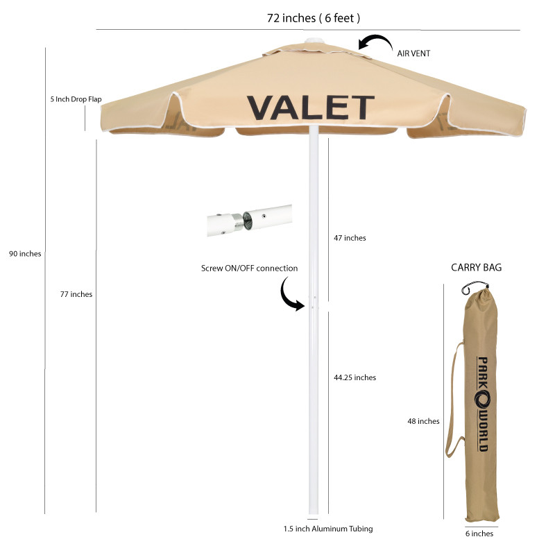 Valet Parking Umbrella with Printing sizes  - Tan 