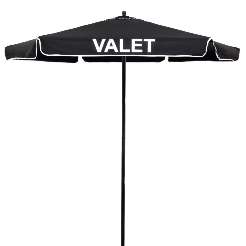 8 Feet Black Olefin Valet Parking Umbrella With Printing - Standing
