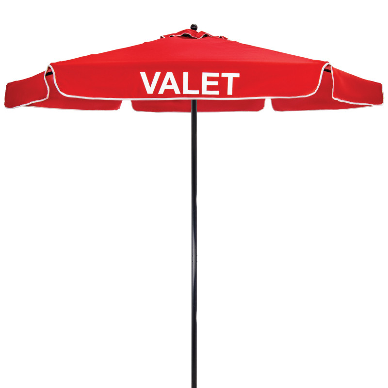 8 Feet Burgundy Olefin Valet Parking Umbrella With Printing - Standing