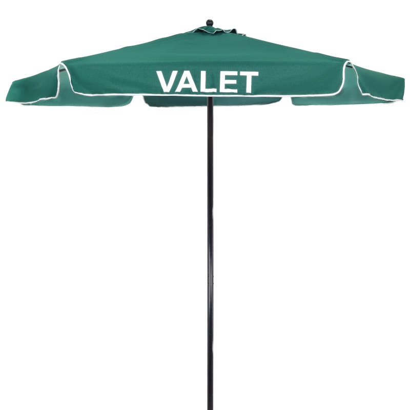 8 Feet Forest Green Olefin Valet Parking Umbrella With Printing - Standing