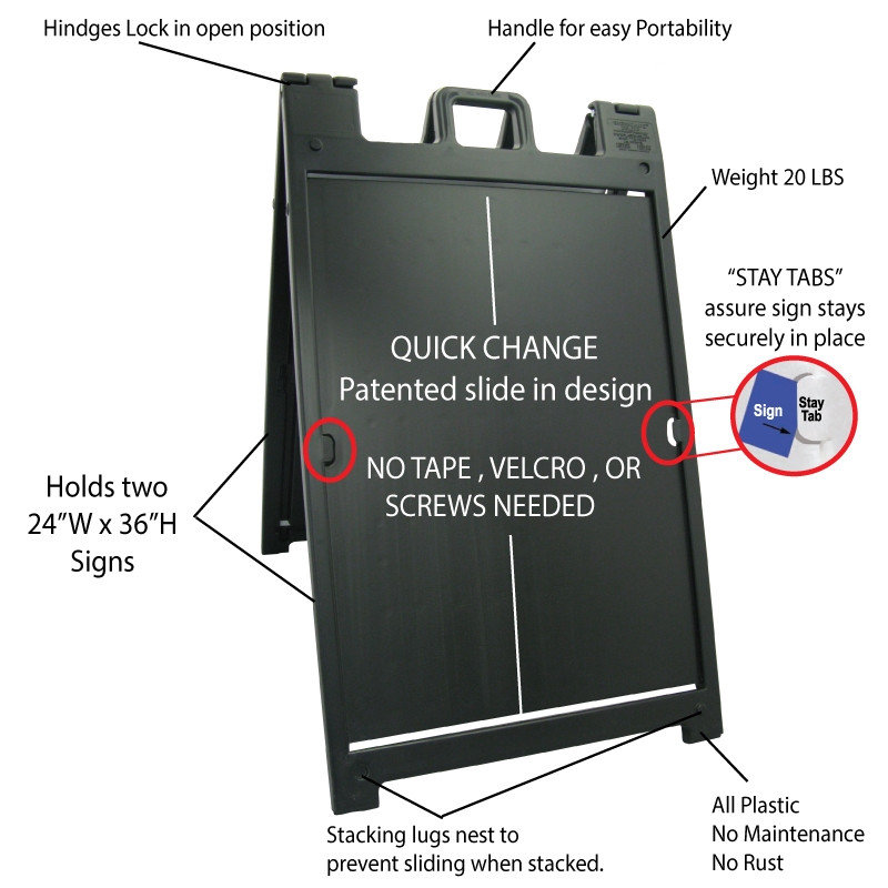 Signicade Deluxe Black Valet Parking A-Frame Details AF-1