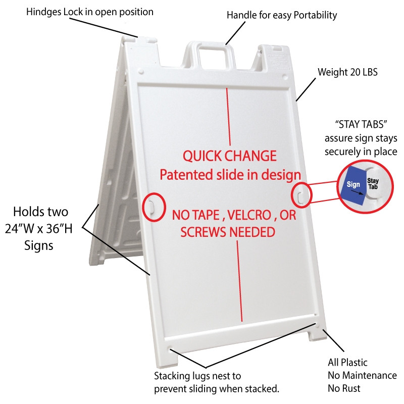 Signicade Deluxe White Valet Parking A-Frame Details AF-5