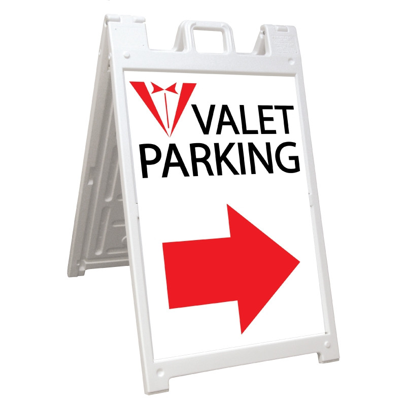 Signicade Deluxe White Valet Parking A-Frame Arrow Right AF-3
