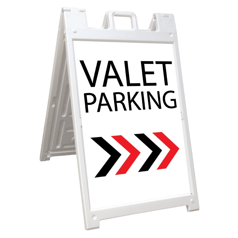 Signicade Deluxe White Valet Parking A-Frame Arrow Right AF-8