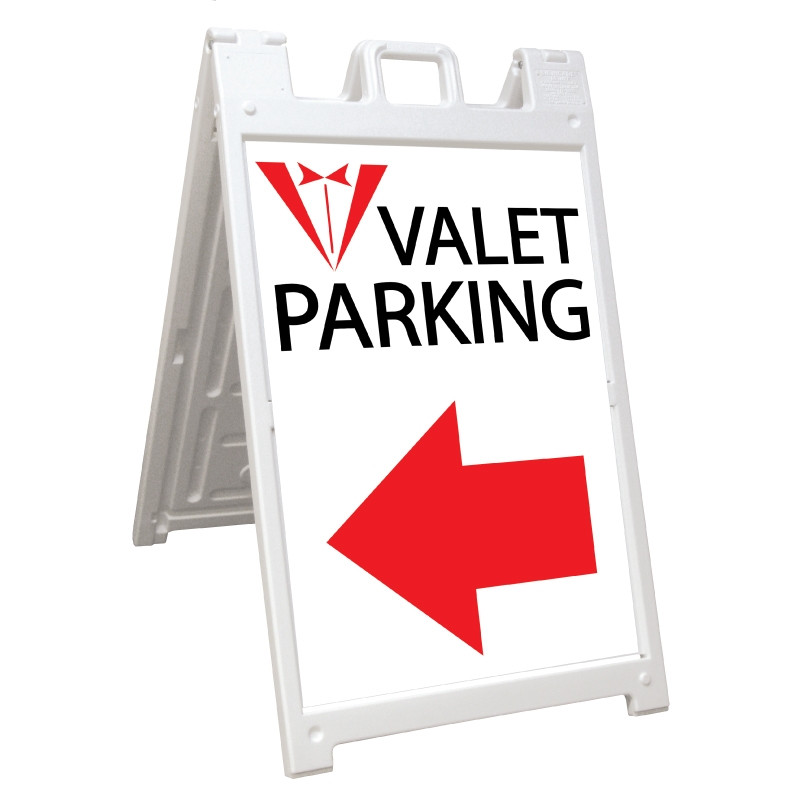 Signicade Deluxe White Valet Parking A-Frame Arrow Left AF-3