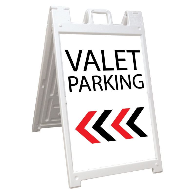 Signicade Deluxe White Valet Parking A-Frame Arrow Left AF-8