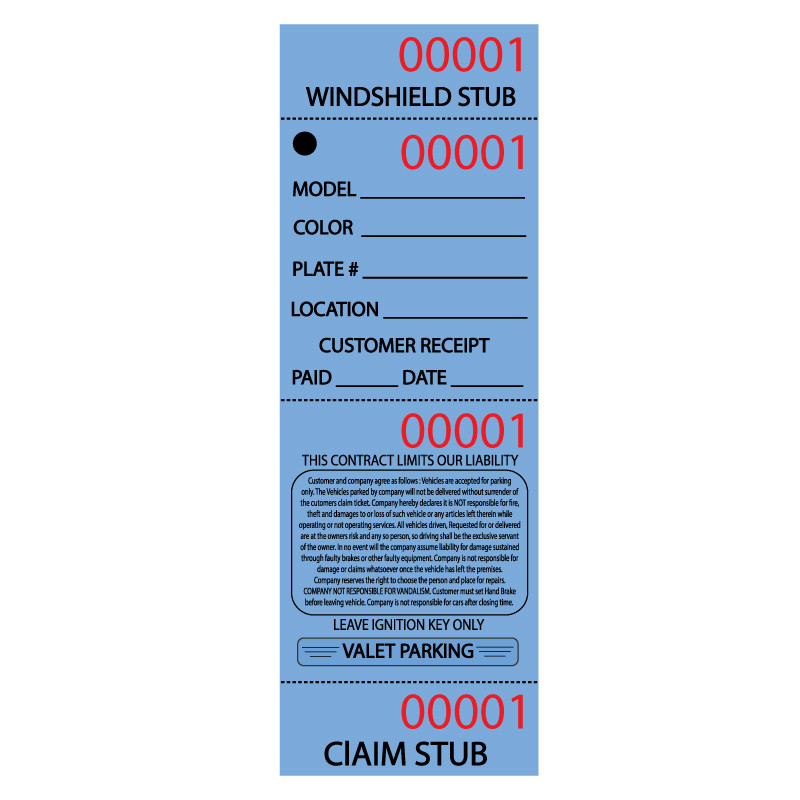 Valet Ticket - Blue