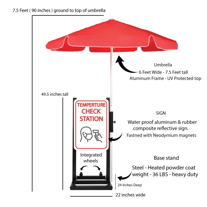 Curbside Temperature Check Station with Umbrella Description