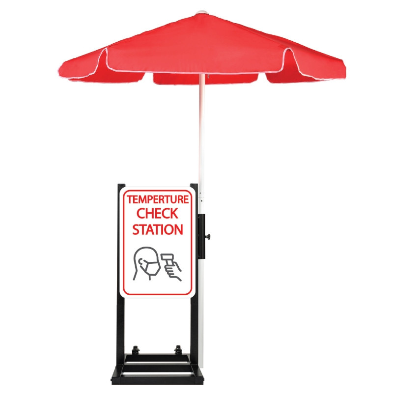 Curbside Temperature Check Station with Umbrella