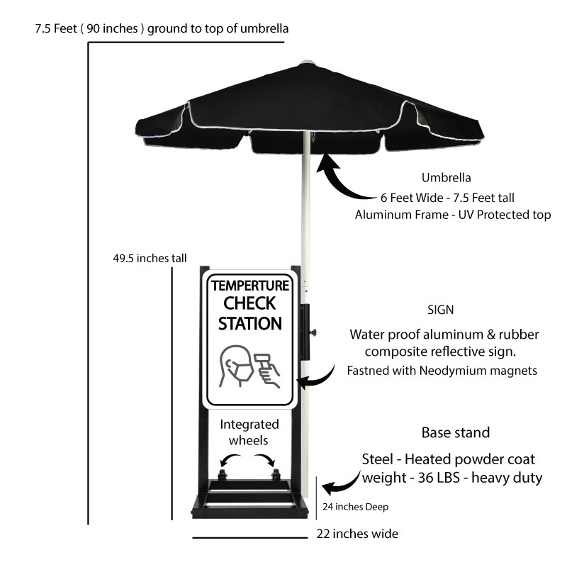 Curbside Temperature Check Station with Umbrella Description