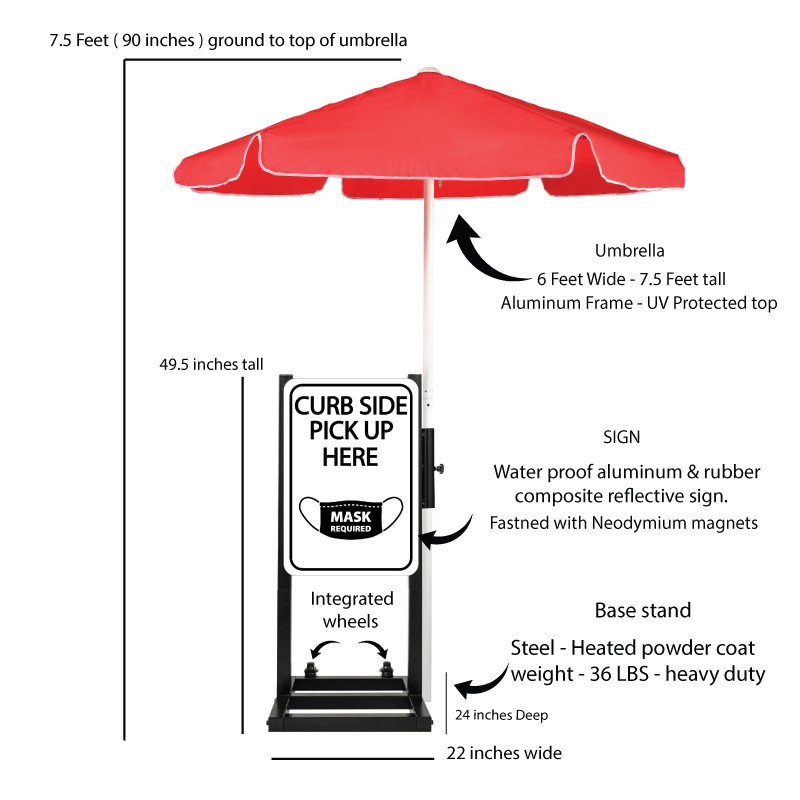 Curbside Pickup With Mask Required Station with Umbrella Description