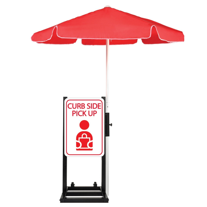 Curbside Pickup Station with Umbrella