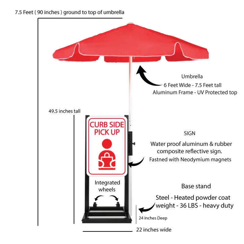Curbside Pickup Station with Umbrella Description