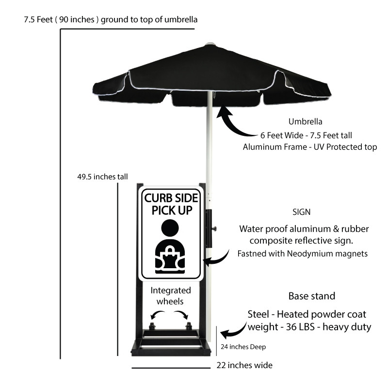 Curbside Temperature Check Station with Umbrella Description