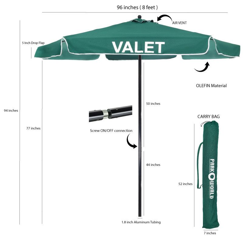 Valet Parking Umbrella - Forest Green - Olefin
