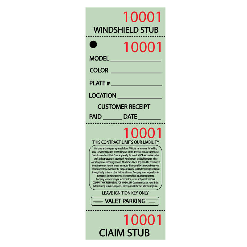 Valet Ticket - Green