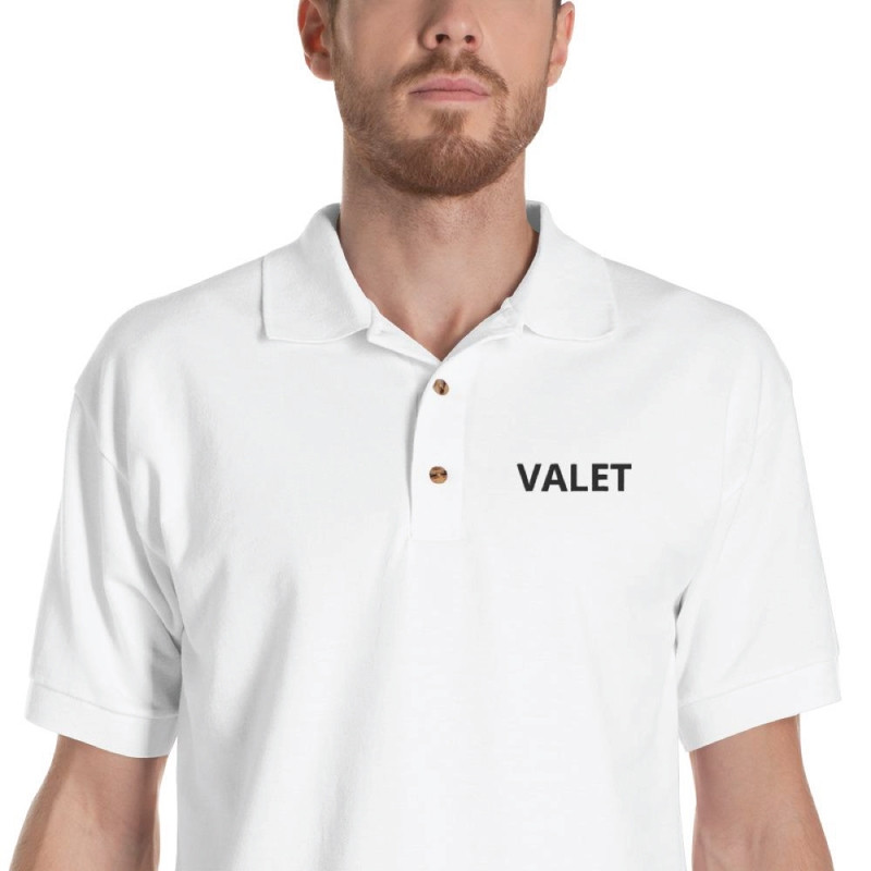 White Valet Polo Shirt Detail