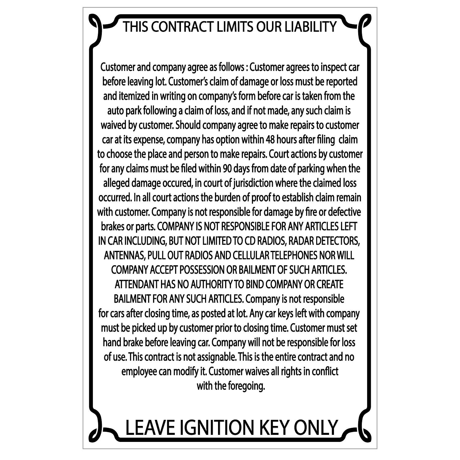 Reflective White Liability Sign