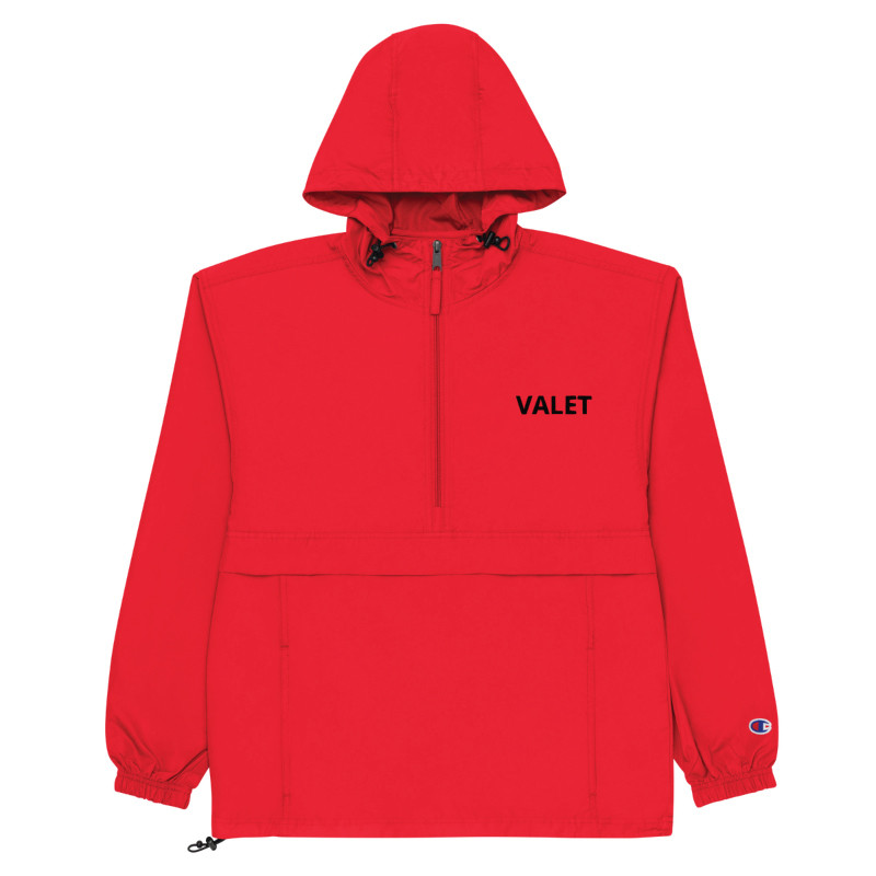 Red Valet Jacket with Black Wording