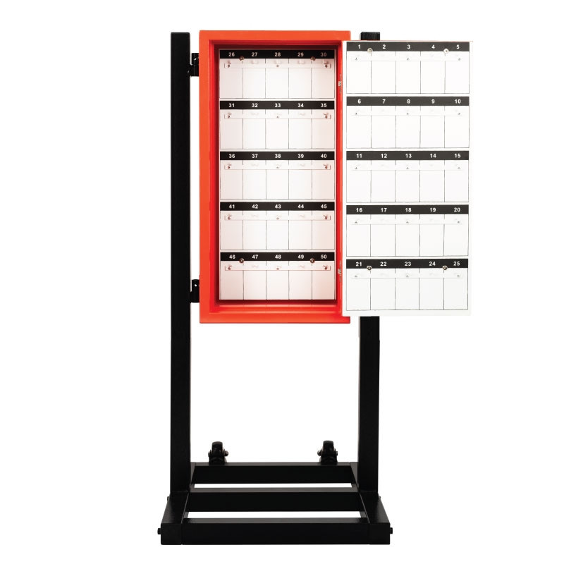 Red Valet Parking Key Box 50 Hook Black With Stand Door Open