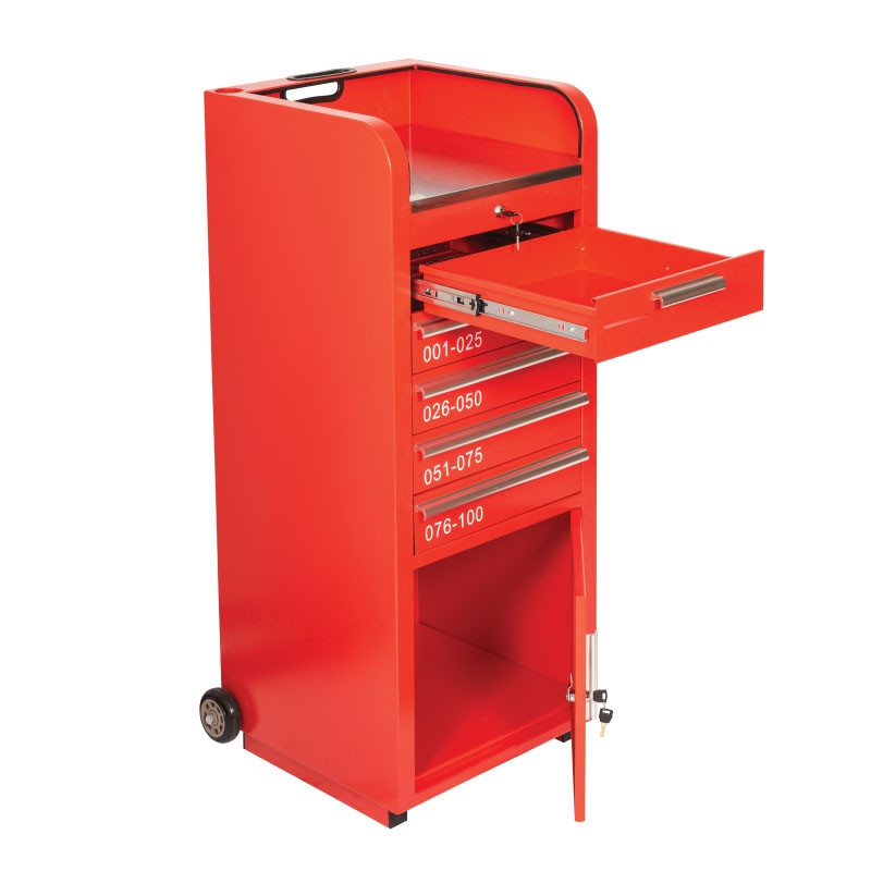 Valet Parking 100 Key Slot Red Cash Drawer and Cabinet Open