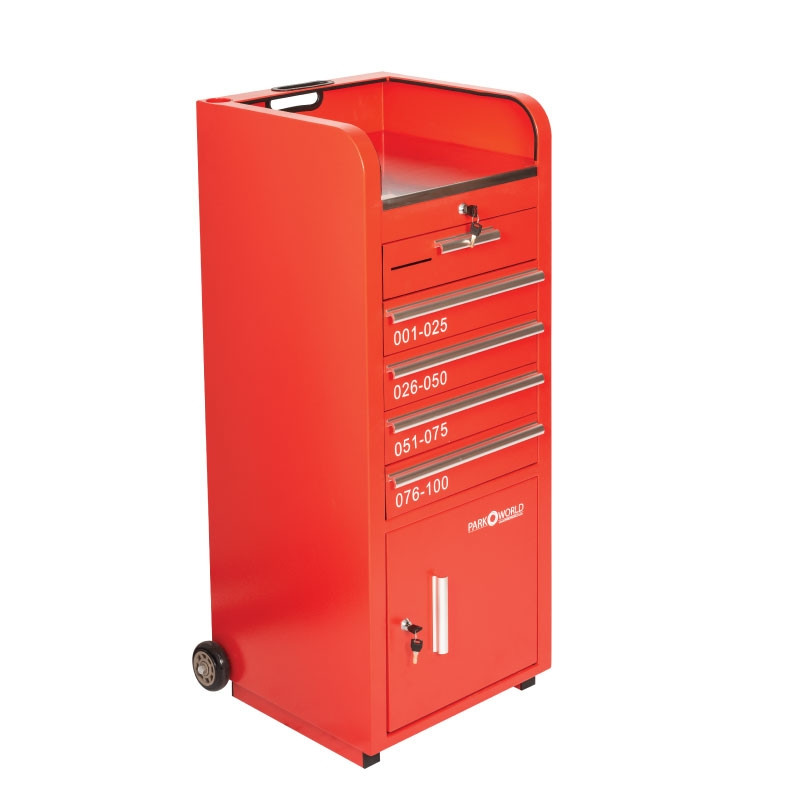 Valet Podium 100 Key Slot Red Drawer Side