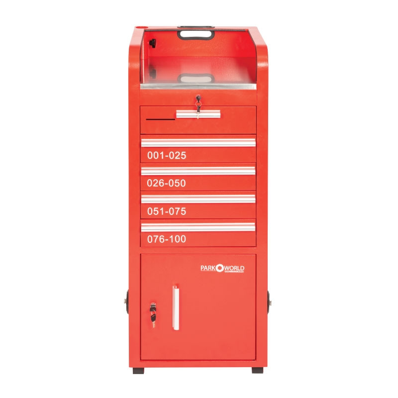 Valet Parking 100 Key Slot Red Drawer Side