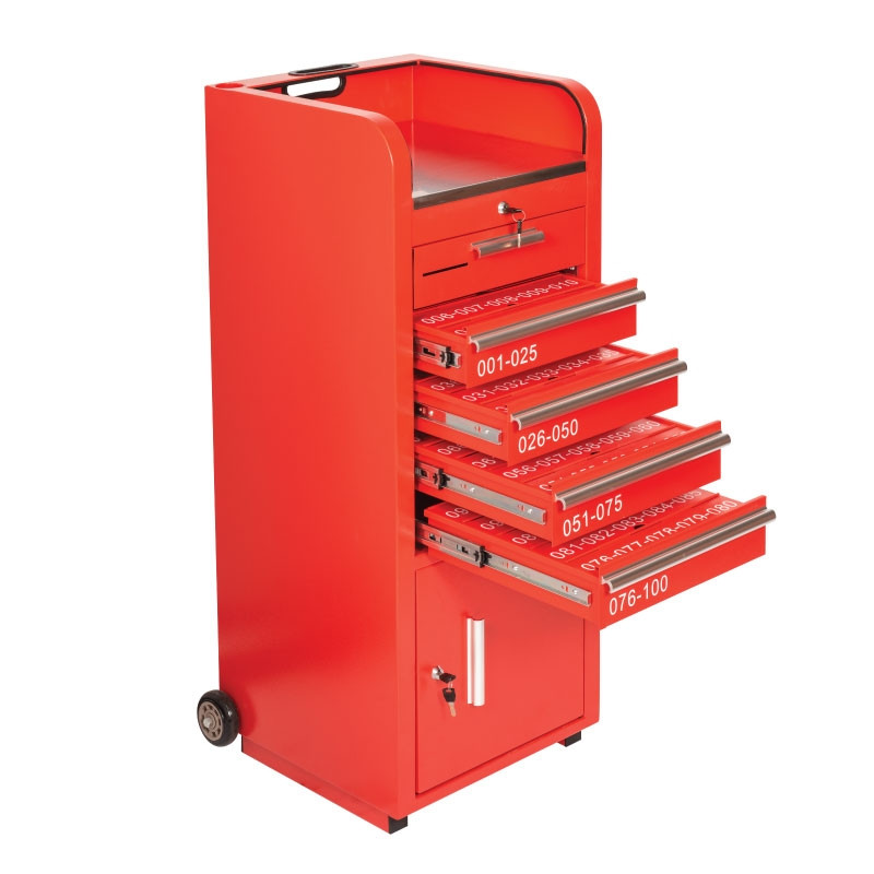 Valet Podium 100 Key Slot Red Drawers Open 