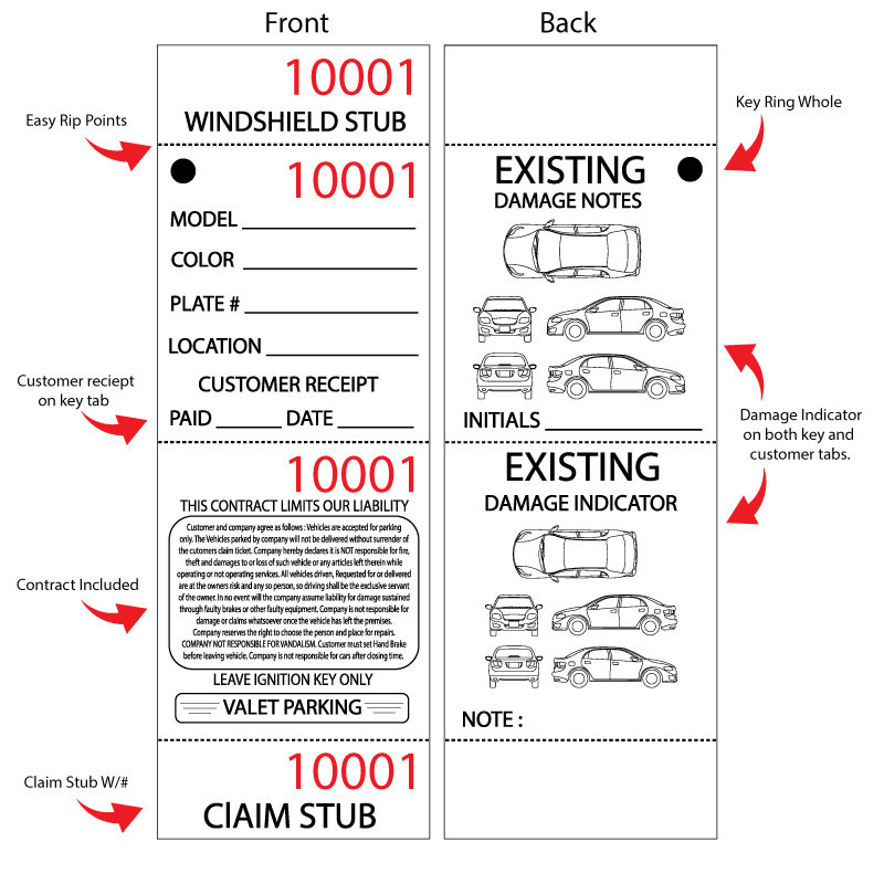 Valet parking ticket - White - description 