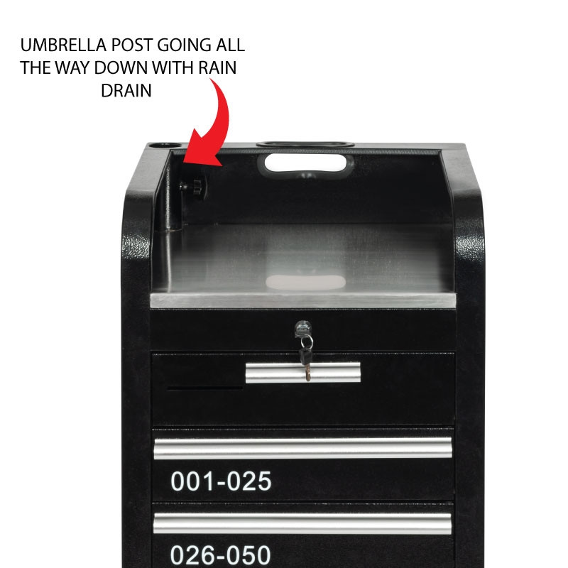 Valet Podium 100 Key Slot Black Zoom Umbrella Post