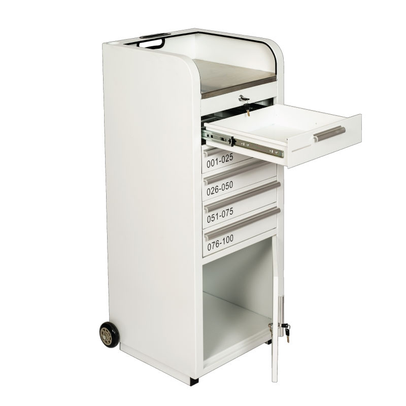 Valet Podium 100 Key Slot White Cash Drawer and Cabinet Open