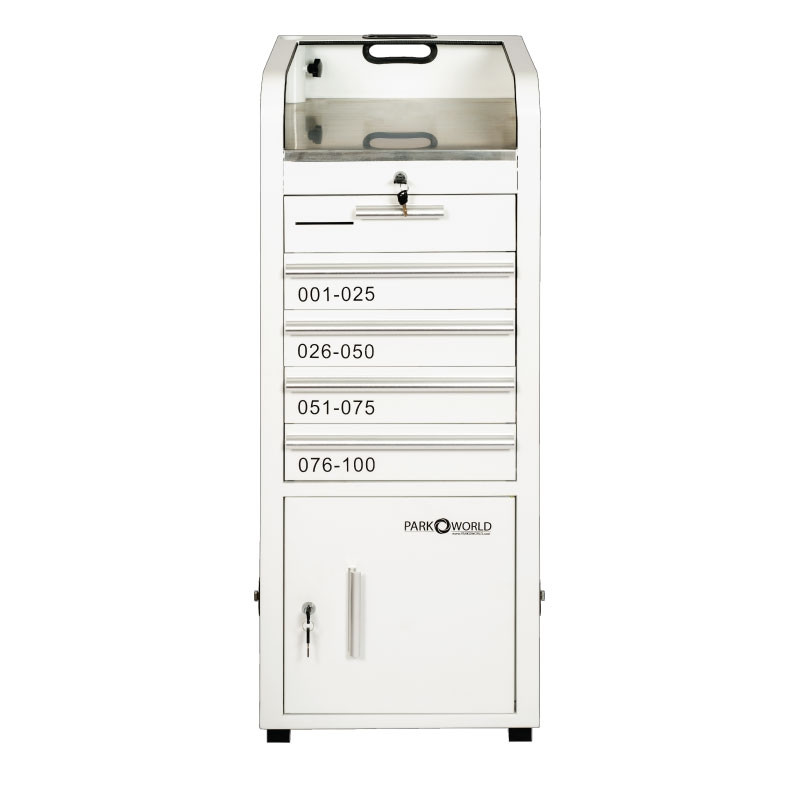 Valet Podium 100 Key Slot White Drawer Side