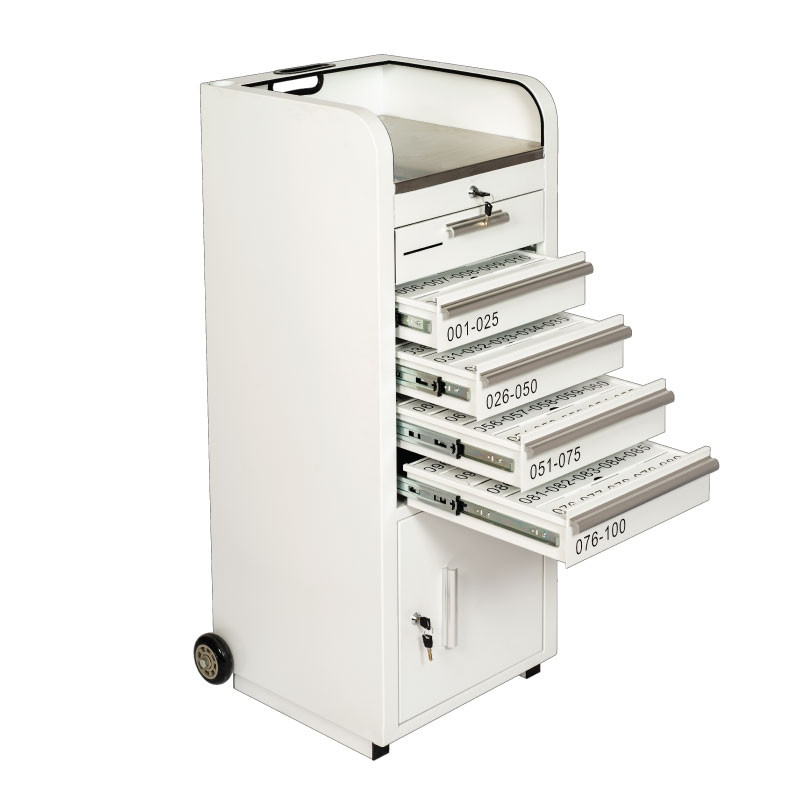 Valet Podium 100 Key Slot White Drawers Open
