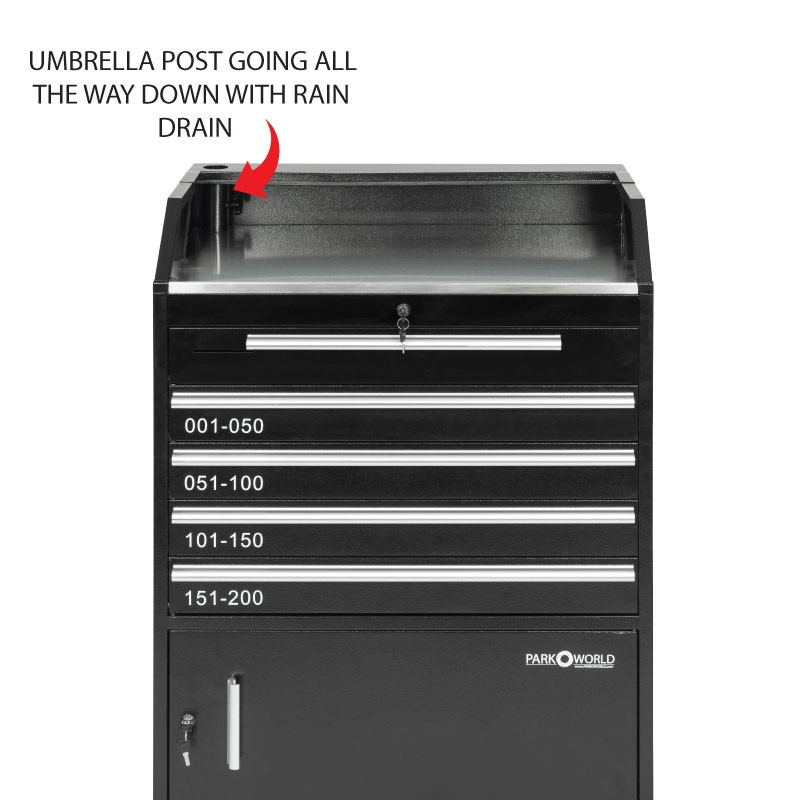 Valet Podium 200 Key Slot Black Umbrella Post Zoom