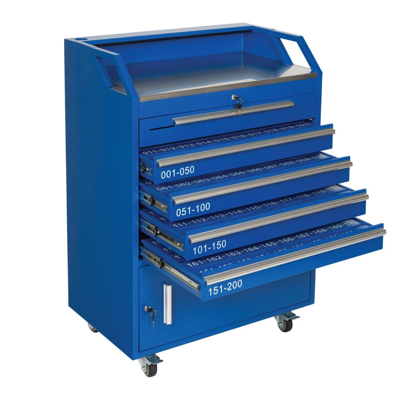 Blue Valet Podium 200 Key Slot Drawers Open