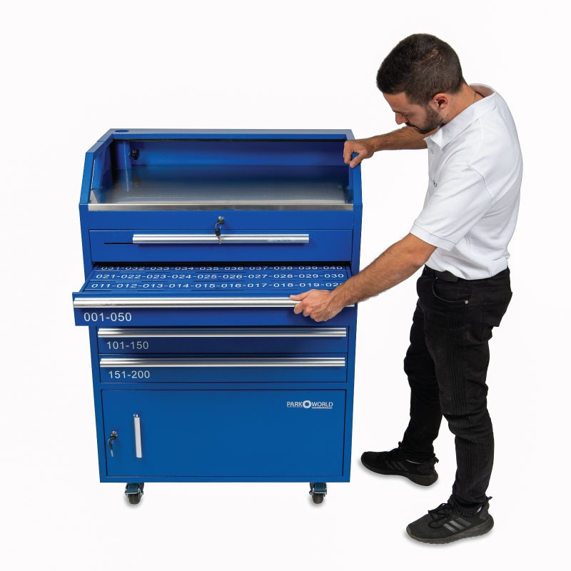 Valet Podium 200 Key Slot Blue Model Side