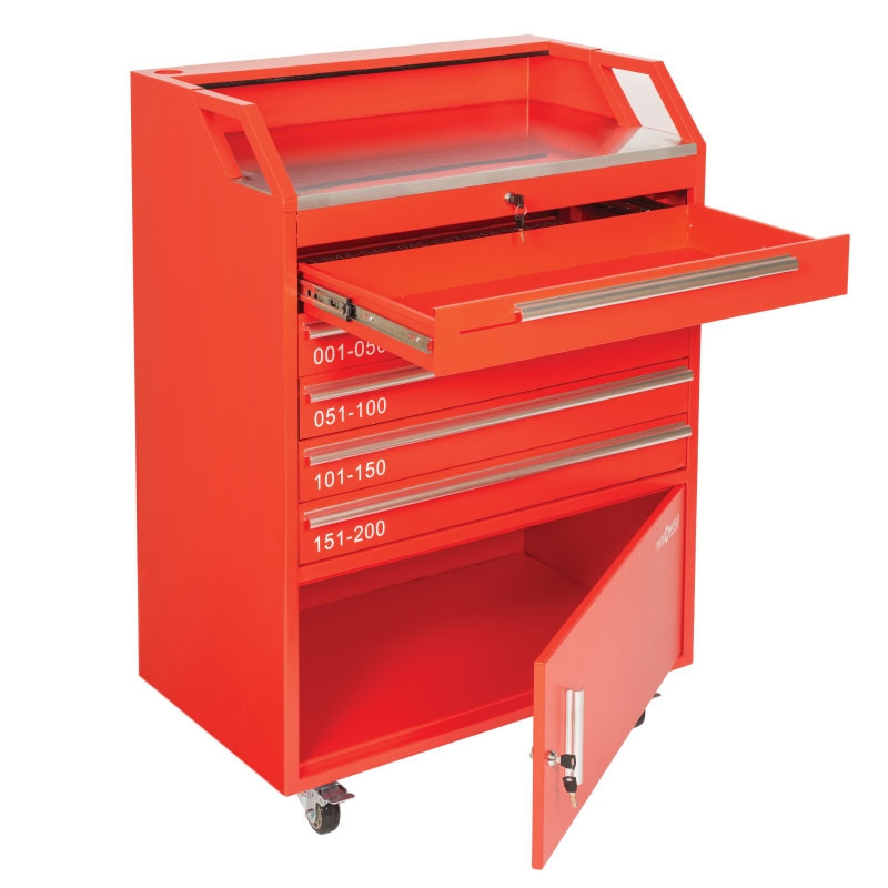 Valet Podium 200 Key Slot Red Cash Drawer And Cabinet Open